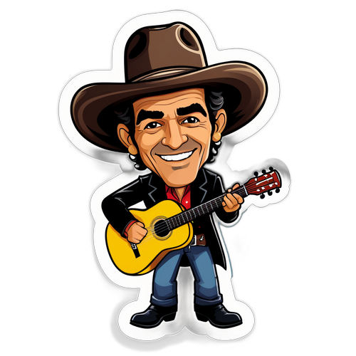 Sticker cu Antonio Banderas în stil caricatural