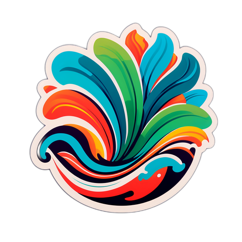 En stiliseret Formel 1 cotyledon med bølger og dynamiske farver