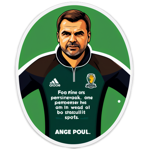 Inspirerande klistermärke med citat från Ange Postecoglou