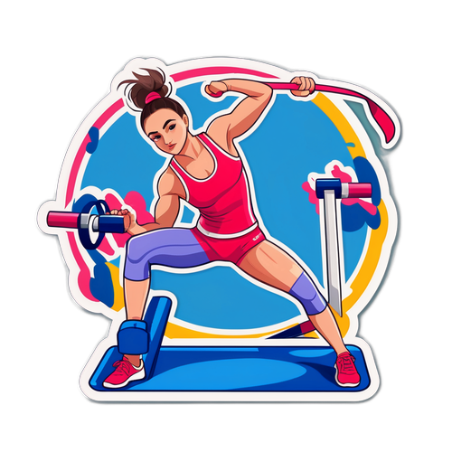 Sticker cu Sandra Izbașa antrenându-se intens