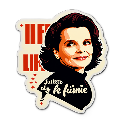 Create a sticker met Juliette Binoche in een vintage filmrol