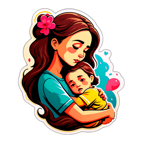 悲惨故事：母亲救了她的孩子，他们都遭遇了灾难的情感设计