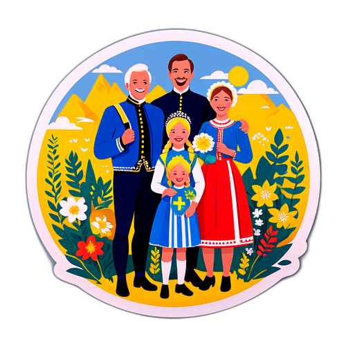 Glad familj firar Sveriges nationaldag
