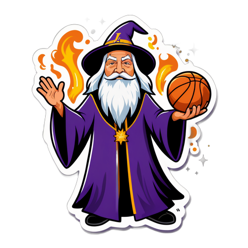Isang Imaginatibong Sticker ng Wizard na Nagtatapon ng Spell sa Lakers Game