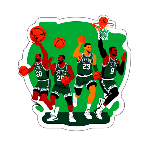 Autocollant coloré des joueurs des Celtics en action