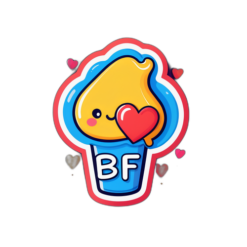 प्यारा 'BF' स्टिकर डिज़ाइन