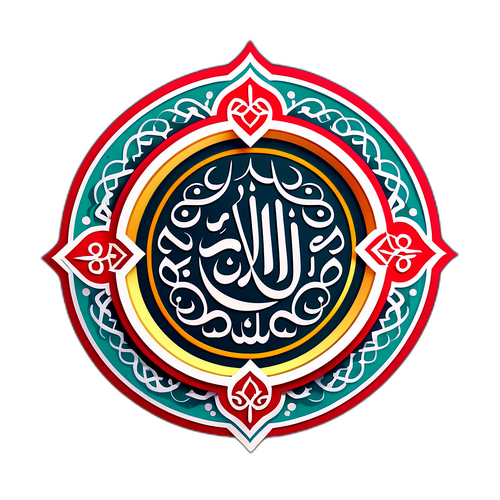Arka Planında Geleneksel Arap Desenleri ile Süslü Sticker