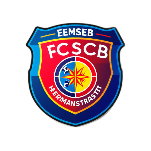 Σχέδιο αυτοκόλλητου με λογότυπα FCSB και Hermannstadt