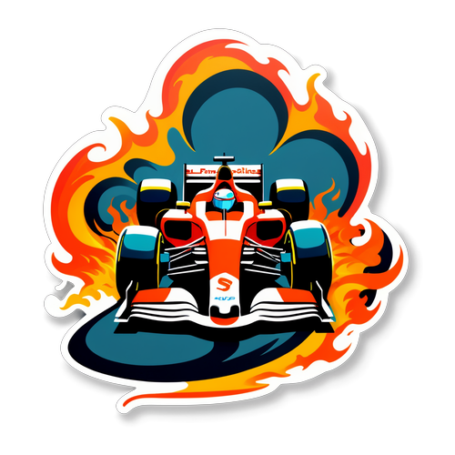 Een dynamisch ontwerp van een Formule 1-auto met vlammen en snelheid