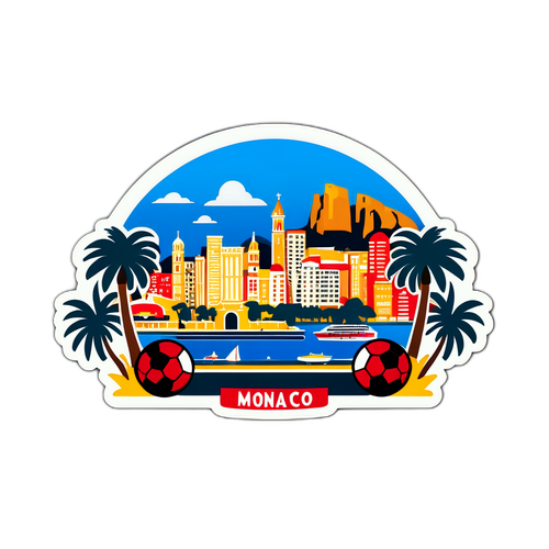 Sticker ya Mji wa Monaco yenye Mandhari ya Soka