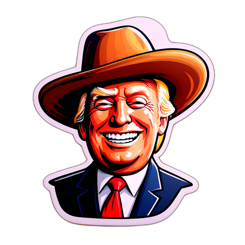 Humoristisk Cowboy Trump Sticker