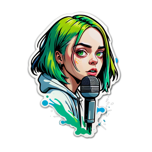 Billie Eilish Uden Filtre: Microfon og Madfarvet Graffiti i Øjenfaldende Design!