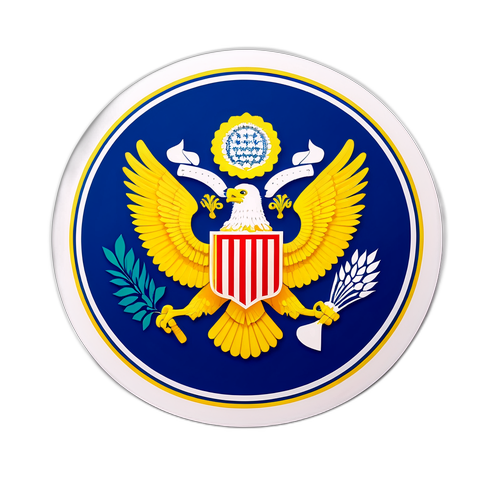 Минималистский стиль президентского указа: государственный герб на фоне исторических зданий