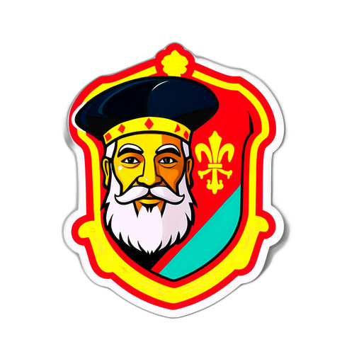 Наклейка с яркими цветами, символизирующая дружбу между командами Санатос и Васко да Гама