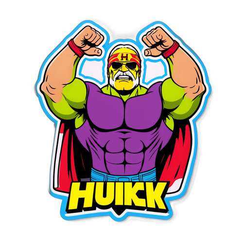 Hình dán với hình vẽ Hulk Hogan trong tư thế anh hùng