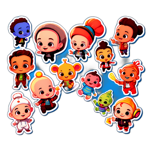 An artistisk tolkning av 'nepo babies' som leken, overdådige filmkarakterer