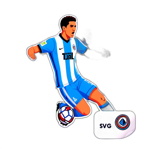 Sticker de un jugador de Atlético Tucumán disparando al arco