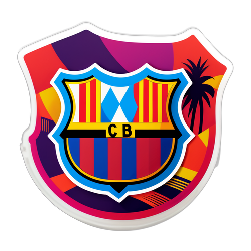 Sigla FC Barcelona pe un fundal vibrant