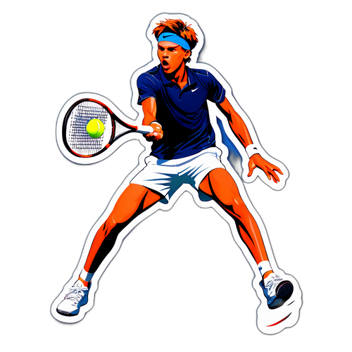 Hình dán Jannik Sinner trên sân tennis