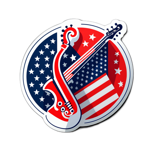 Adesivo com a bandeira dos EUA e elementos culturais americanos