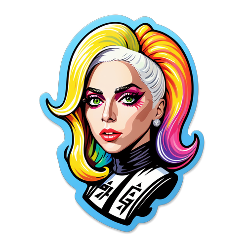 Nálepka zobrazující Lady Gaga v 3D efektu