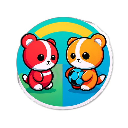 Thiết kế nhãn dán với biểu tượng quả bóng chia đôi