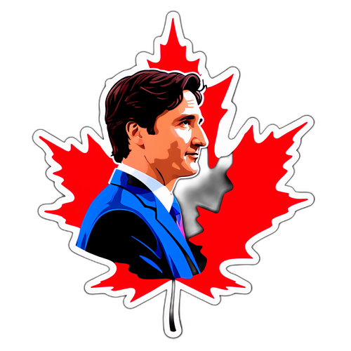 Stiker Siluet Justin Trudeau di Balik Daun Maple