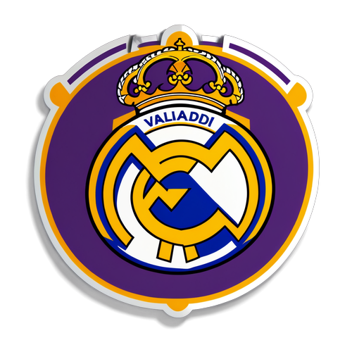 Dibujo de un balón de fútbol con el escudo del Real Madrid sobre un fondo de Valladolid