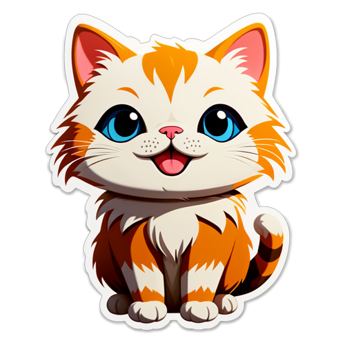 Adorable Cartoon Cat Sticker