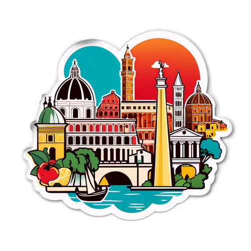 Sticker Stilizzato di Borrelli con Collezione di Monumenti Italiani