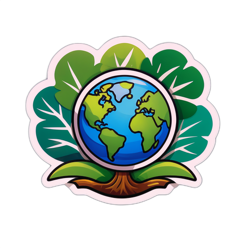 自然与科技结合的可持续发展贴纸