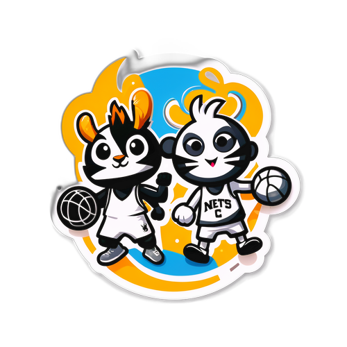 Stiker Lucu Maskot Spurs dan Nets Berkompetisi