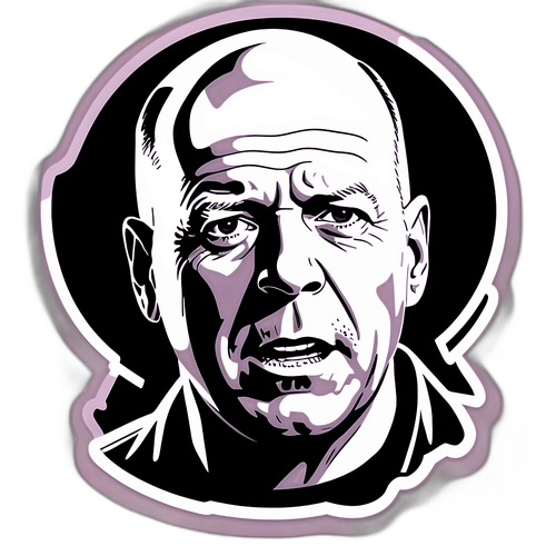 Dramatisk svartvit klistermärke av Bruce Willis