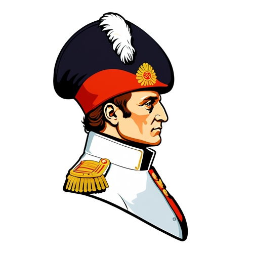 Sticker geïnspireerd door Napoleon met militaire hoed