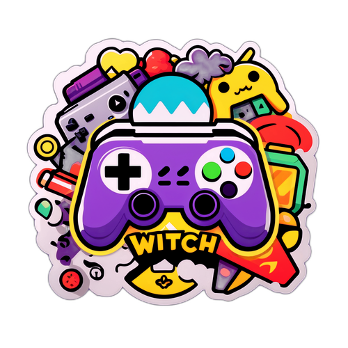 Sticker mit Twitch-Logo und Gaming-Elementen