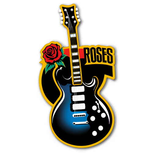 Ein kraftvoller Guns N' Roses Aufkleber mit E-Gitarre und Bandlogo