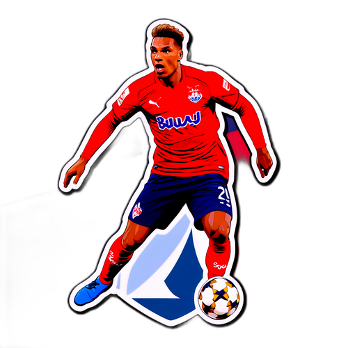 Aufkleber eines RB Salzburg Spielers in Aktion