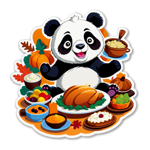 Un panda animé célébrant Thanksgiving