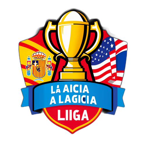 Fotballbane med La Liga-trofé