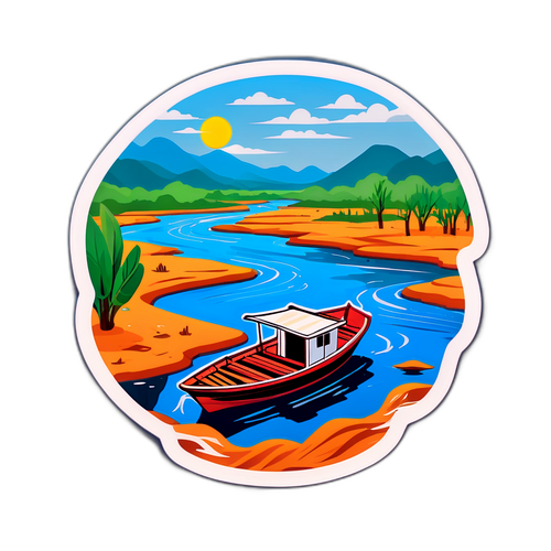 Thuyền trên dòng Cái Phan Rang bị lũ lụt