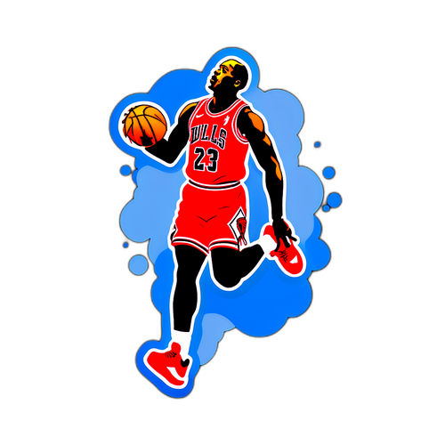 Diseño de sticker de Michael Jordan en su salto icónico