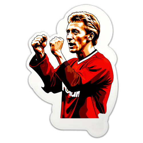 Ikonisk sticker av Denis Law i Manchester Uniteds dräkt