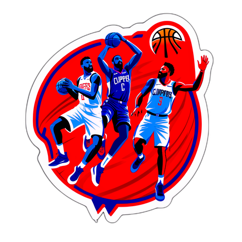 Energetic Basketball Game Sticker: Clippers vs Rockets