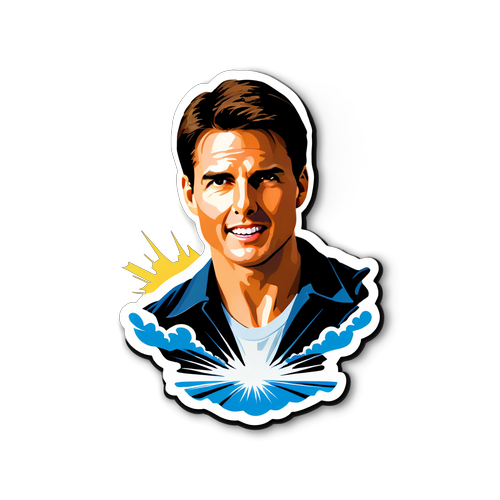 Design cu Tom Cruise dintr-o scenă iconică dintr-un film, cu un mesaj inspirațional