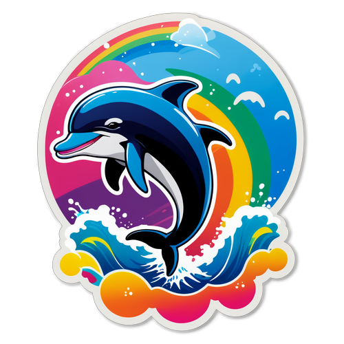 Playful Happy Dolphin Sticker