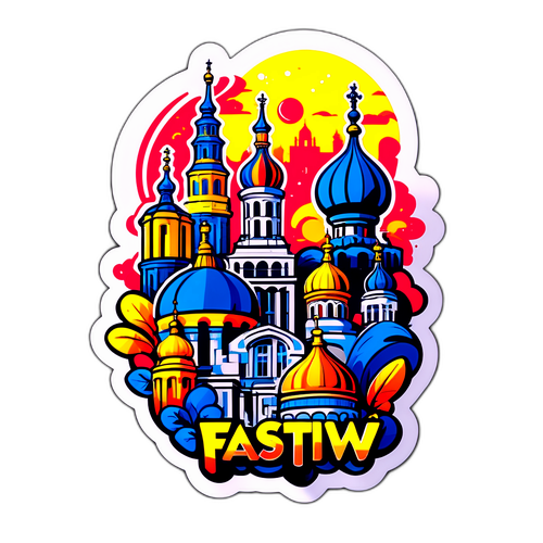 Логотип Fastiv з елементами архітектурних пам'яток Києва в стилі графіті