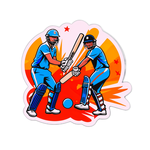 Sticker cu India și Anglia jucând cricket