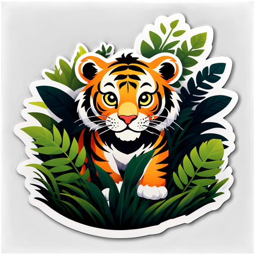 Tiger in Jungle Foliage