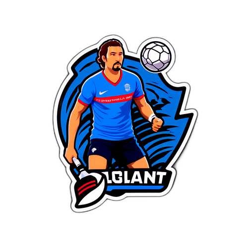 Стиль с руслом реки и силуэтом Руслана Нигматуллина, с текстом "Легенда спорта"