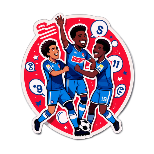 สติ๊กเกอร์ฟุตบอลตัวละครเฉลิมฉลองหลังจากทำประตูในเกมกรานาดา